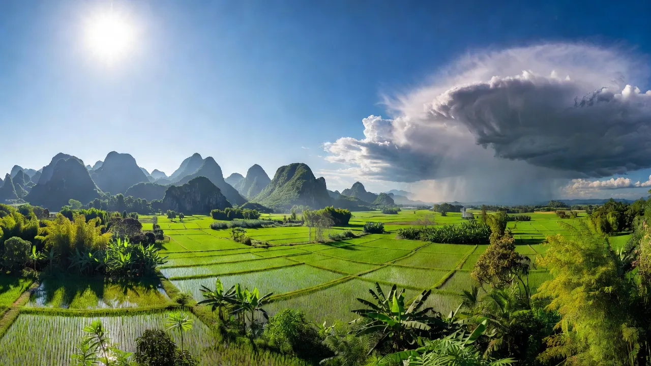 Dự báo thời tiết ngày 13/8 tại Việt Nam, hình ảnh nắng nóng và mưa rào ở Bắc và Nam Bộ.