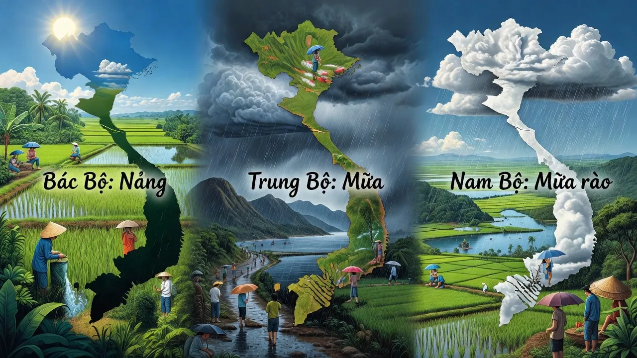 Dự báo thời tiết ngày 27/7 ở Việt Nam, Bắc Bộ nắng, Trung Bộ mưa, và Nam Bộ có mưa rào.