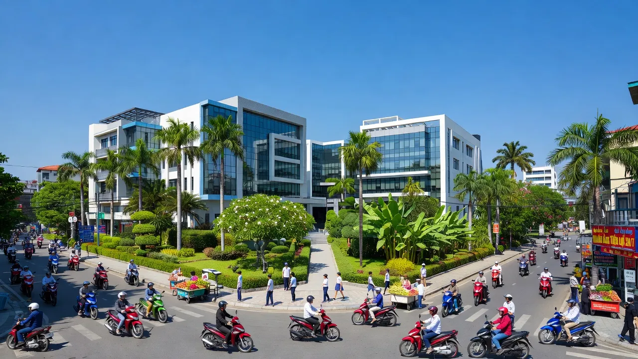 Thành phố Bà Rịa, tỉnh Bà Rịa - Vũng Tàu với cảnh quan đô thị và thiên nhiên tươi đẹp.