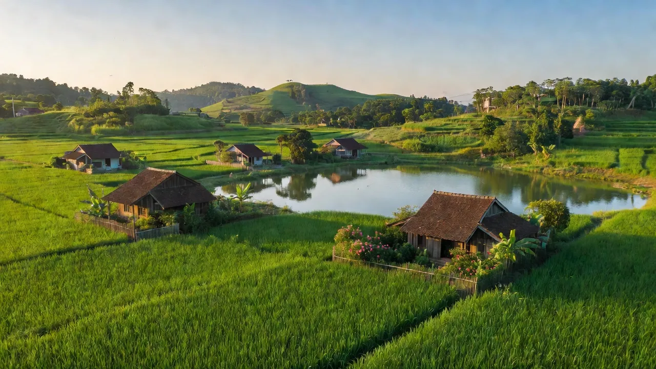 Cảnh đẹp huyện Châu Đức, Bà Rịa - Vũng Tàu, với cánh đồng xanh và đồi núi đã hiện rõ.
