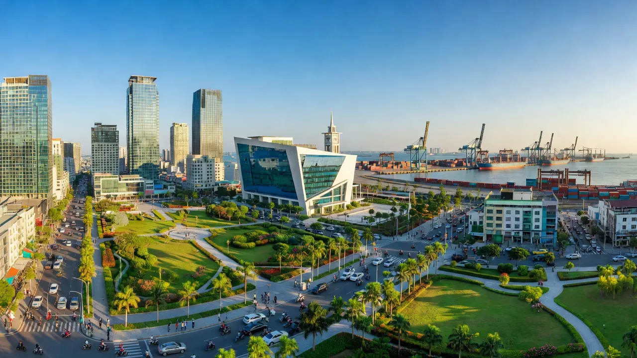 Thành phố Phú Mỹ, Bà Rịa - Vũng Tàu với cảnh quan hiện đại và thiên nhiên tươi đẹp.