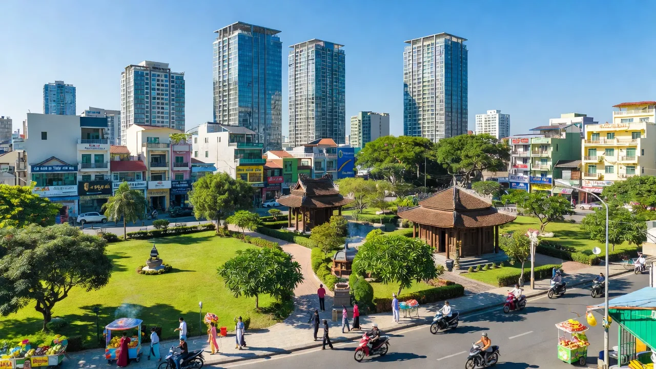 Phường Tân Tiến in Bắc Giang, highlighting urban development, greenery, and local culture in a vibrant setting.