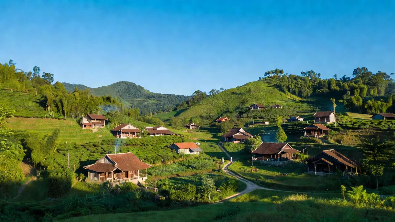Khung cảnh xã Trường Giang, huyện Lục Nam, tỉnh Bắc Giang với những ngọn đồi xanh tươi.