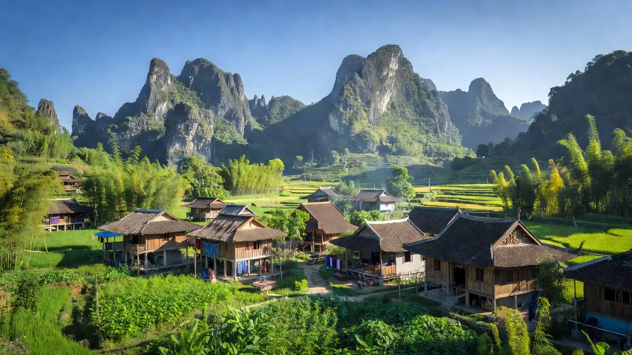 Cảnh đẹp xã Nam Cường, huyện Chợ Đồn, tỉnh Bắc Kạn với núi đá vôi và sự đa dạng văn hóa.