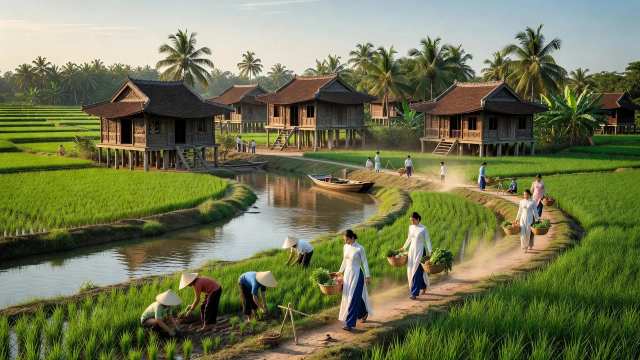 Thị xã Thuận Thành, Bắc Ninh with lush landscapes, rivers, and traditional architecture, showcasing its cultural significance.
