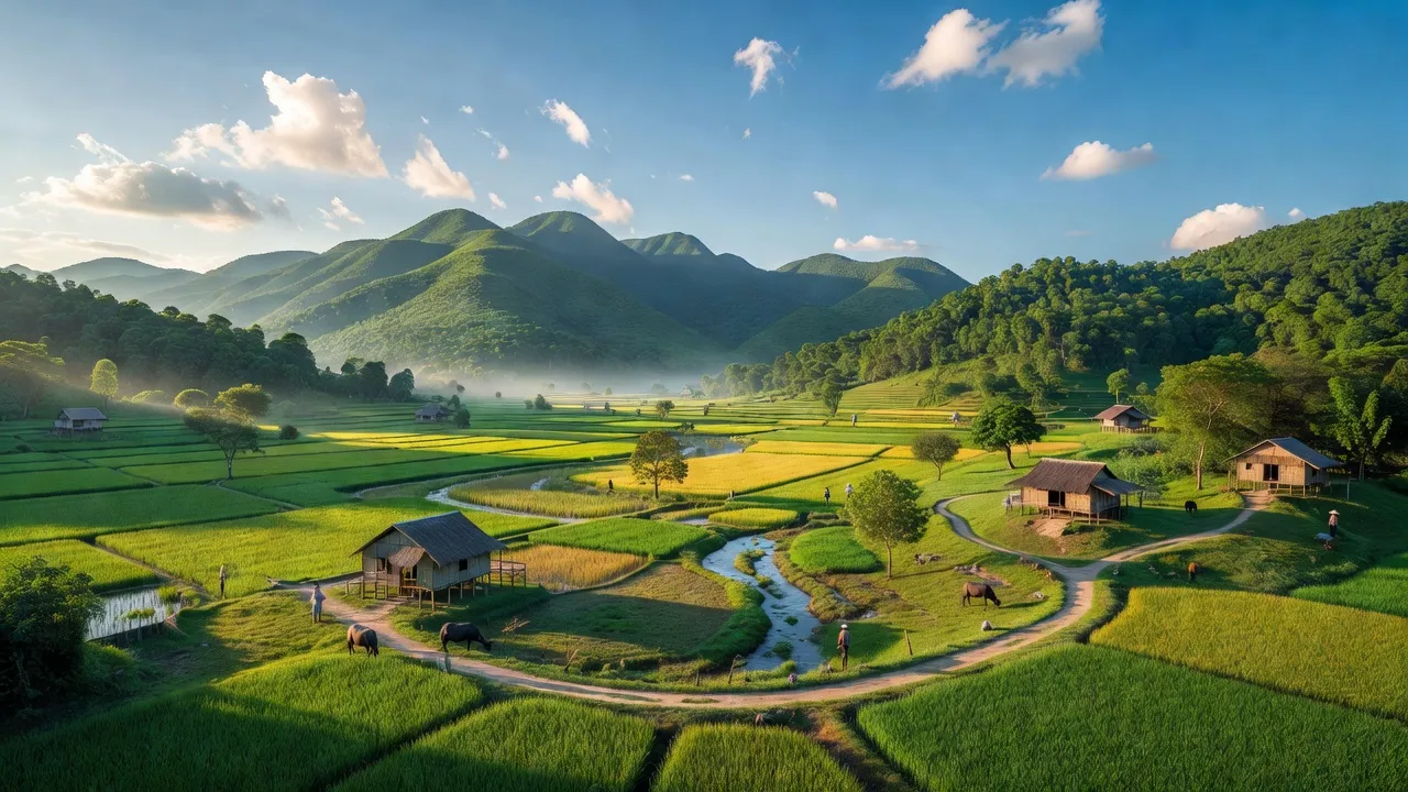 Cảnh quan huyện Vân Canh, Bình Định với núi non và thung lũng xanh tươi, thể hiện sinh thái địa phương.
