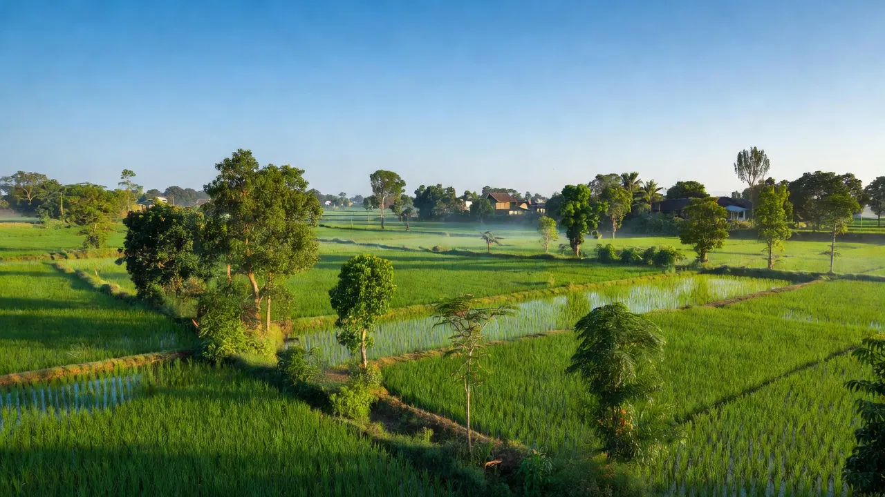 Huyện Phú Riềng, Bình Phước, cánh đồng xanh tươi, thiên nhiên phong phú, nông nghiệp phát triển.