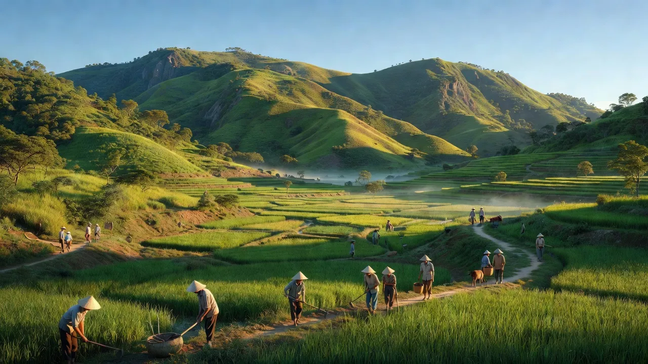 Đồi núi và thung lũng ở Huyện Đức Linh, Bình Thuận với thời tiết trong lành và cảnh đẹp thiên nhiên.