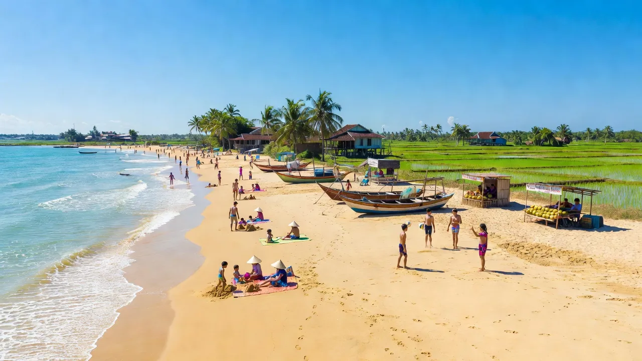 Khung cảnh ven biển Thị xã La Gi, Bình Thuận, với biển xanh, ánh nắng và văn hóa địa phương.