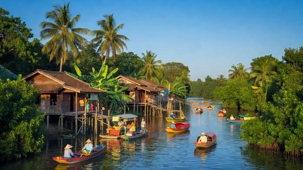 Phường Tân Lộc, Quận Thốt Nốt, Cần Thơ với sông nước, nhà cổ và cây cối xanh tươi.