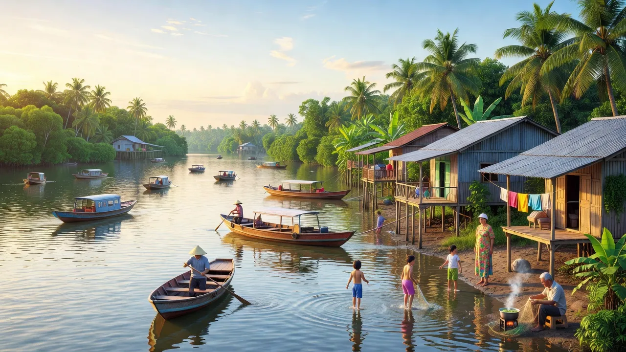 Phường Tân Lộc, Quận Thốt Nốt, sông Hậu, cây xanh, thuyền, sinh hoạt, Cần Thơ.