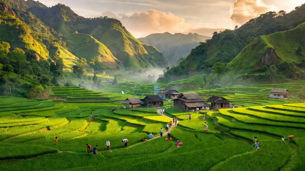 Cảnh quan xã Sơn Lộ, huyện Bảo Lạc với thung lũng và sườn đồi ở Cao Bằng.