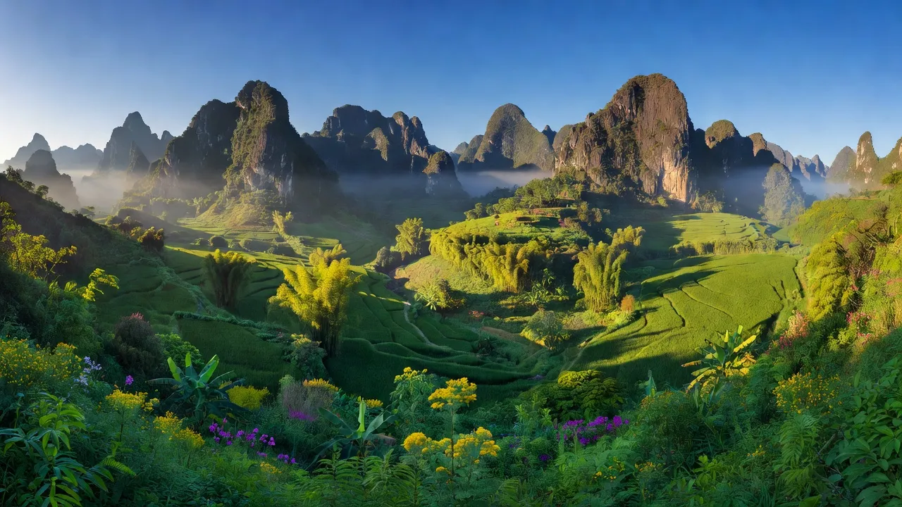 Cảnh đẹp huyện Nguyên Bình, Cao Bằng với núi cao, thung lũng hẹp, tạo cảm giác bình yên và gần gũi.