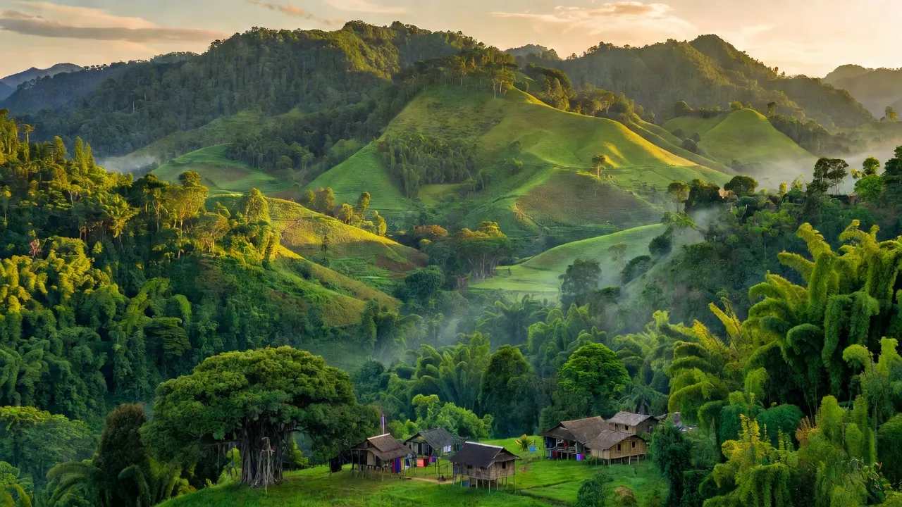 Khung cảnh huyện Tuy Đức, tỉnh Đắk Nông với rừng núi tươi đẹp và văn hóa đa dạng.