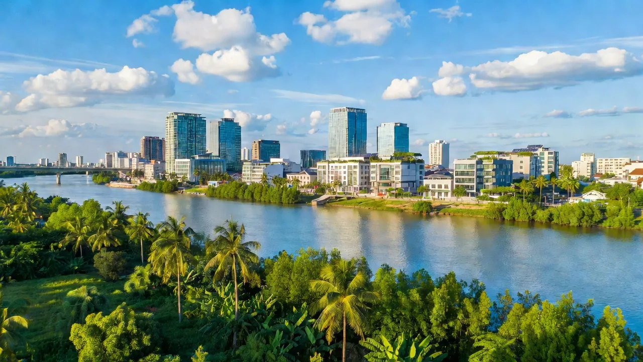 Huyện Nhơn Trạch, Đồng Nai với sông Đồng Nai, cây xanh và kiến trúc hiện đại, thiên nhiên tuyệt đẹp.