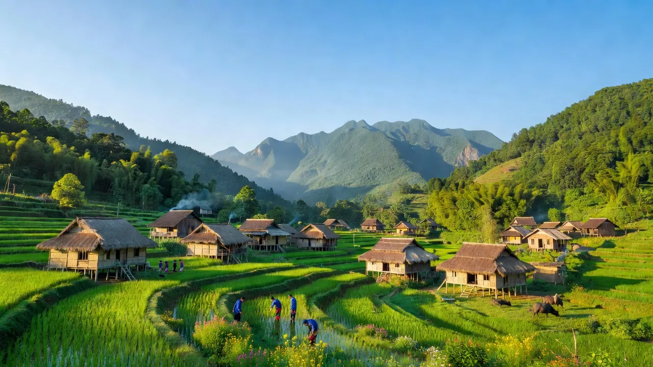Cảnh đẹp xã Yên Thành, huyện Quang Bình, tỉnh Hà Giang với thiên nhiên xanh tươi.