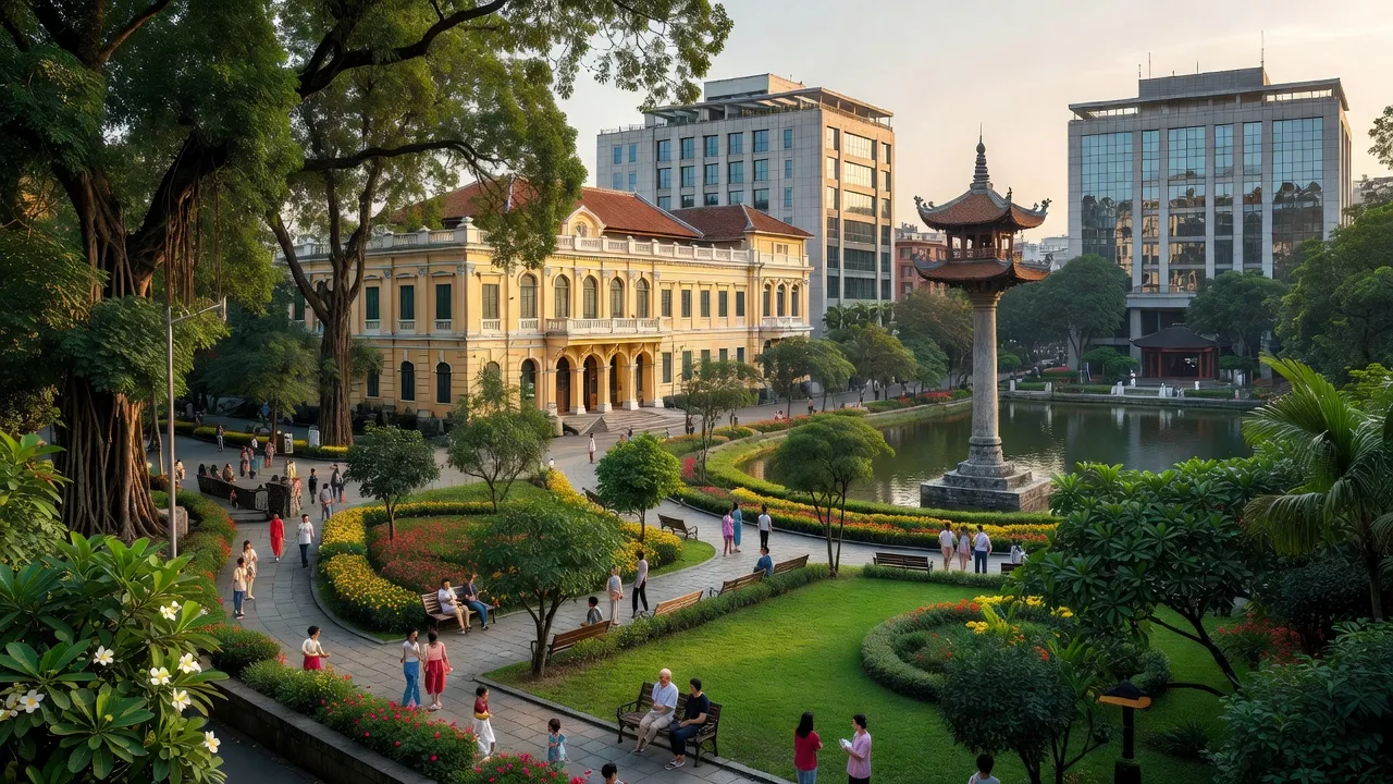 Quận Ba Đình ở Hà Nội với kiến trúc lịch sử và không gian xanh, điểm đến chính trị quan trọng.