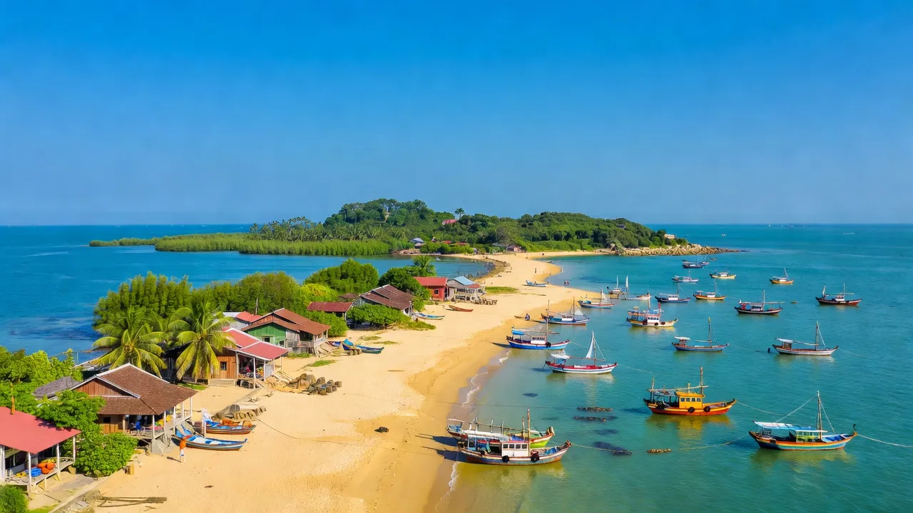 Khung cảnh huyện Bạch Long Vĩ, Hải Phòng với biển xanh và bãi cát vàng tuyệt đẹp.