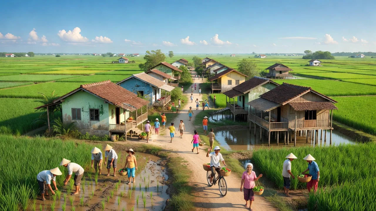 Quận An Dương, Hải Phòng với kiến trúc địa phương và không gian xanh, thể hiện sự phát triển đô thị.