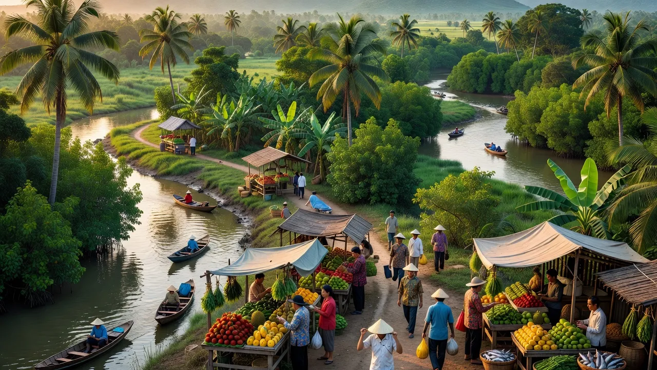 Huyện Châu Thành A, Hậu Giang với cảnh sắc thiên nhiên, kênh rạch và cuộc sống địa phương.