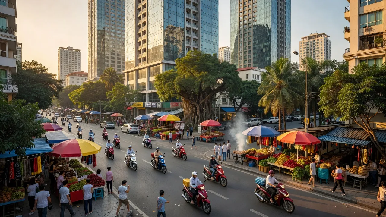 Quận Bình Thạnh, Thành phố Hồ Chí Minh với phố phường sôi động và cảnh sắc đô thị xanh.