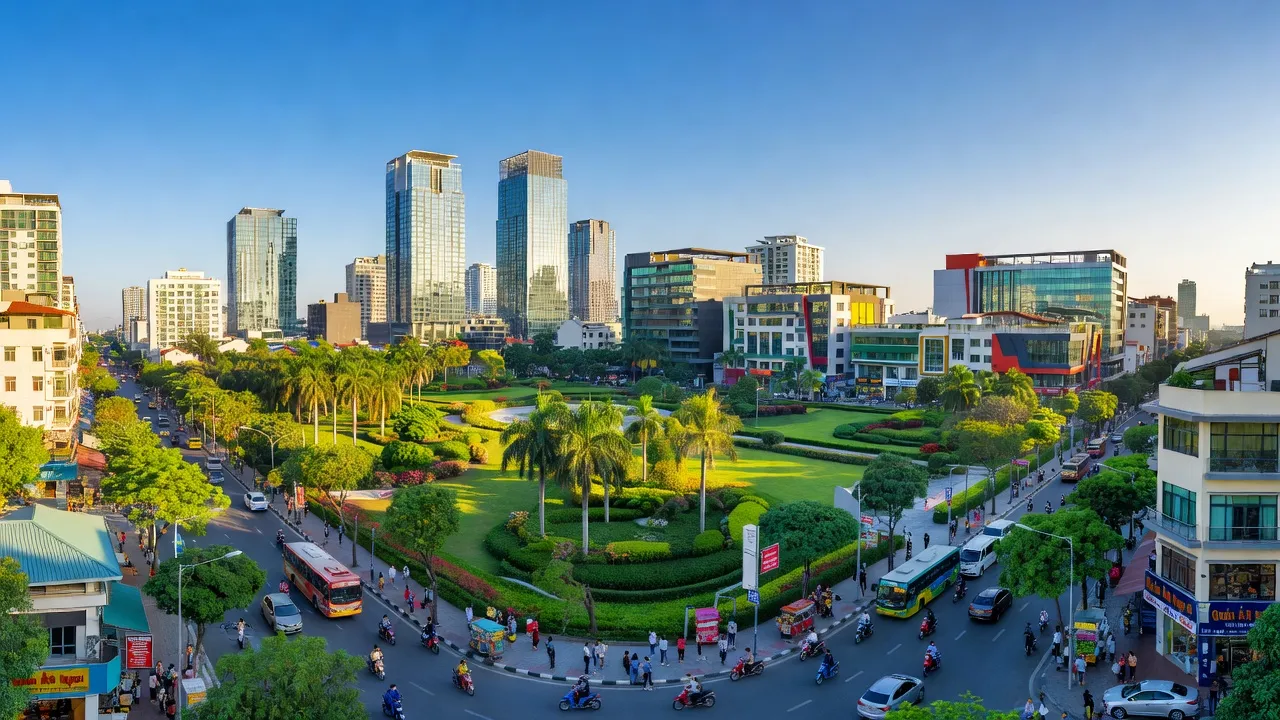 Toàn cảnh Thành phố Thủ Đức, nơi kiến trúc hiện đại hòa quyện với thiên nhiên xanh, Thành phố Hồ Chí Minh.