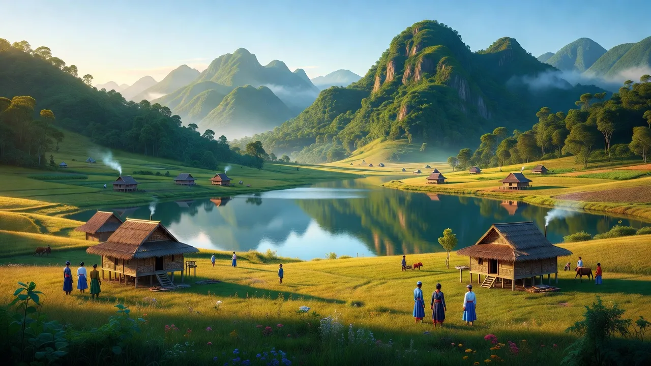 Cảnh đẹp huyện Cao Phong, tỉnh Hòa Bình với núi, hồ và thảo nguyên xanh tươi.