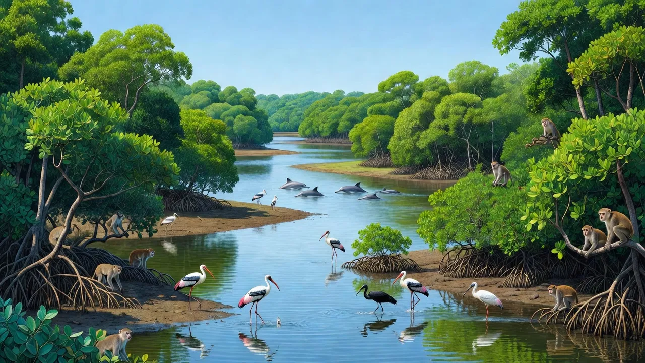 Cảnh quan rừng ngập mặn huyện U Minh Thượng, tỉnh Kiên Giang với vẻ đẹp sinh thái độc đáo.