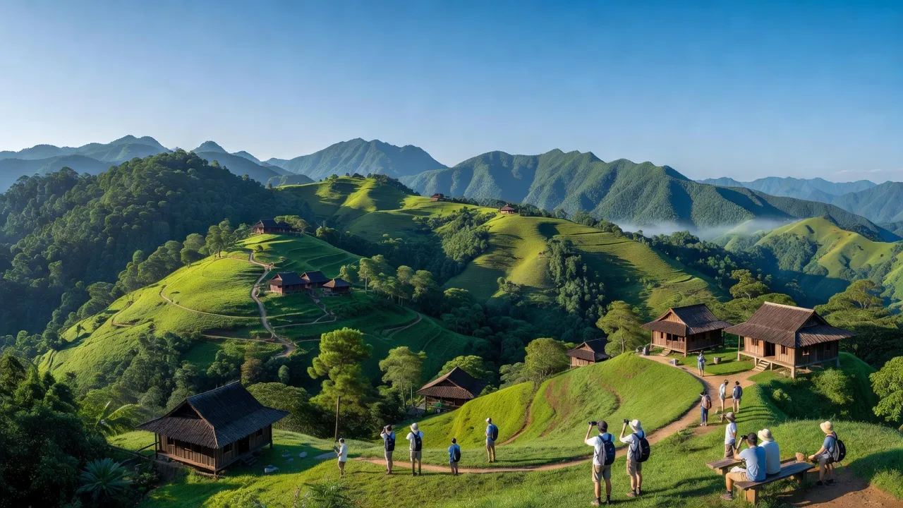 Cảnh đẹp huyện Kon Plông, tỉnh Kon Tum với đồi núi xanh tươi và cao nguyên Măng Đen.