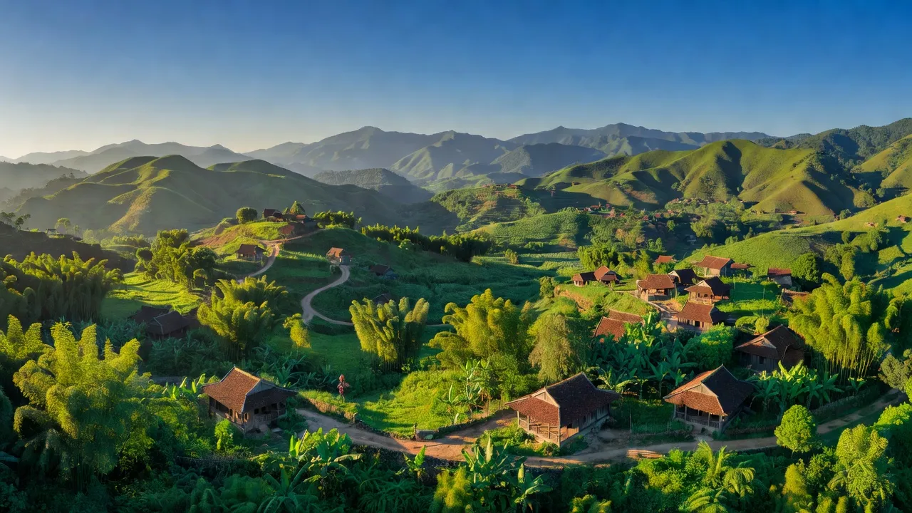 Quang cảnh huyện Bình Gia, Lạng Sơn với núi non, cây xanh và đường rural đẹp