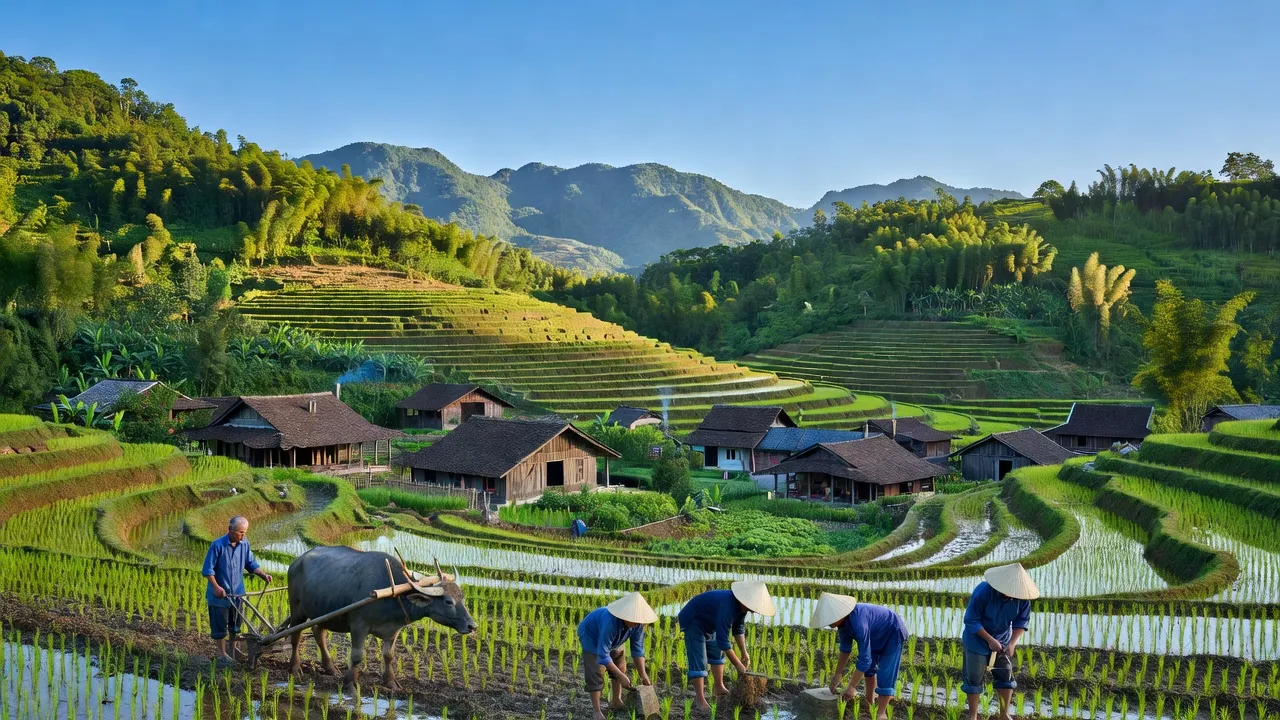 Phong cảnh đẹp tại Xã Yên Trạch, Huyện Cao Lộc, với những cánh đồng xanh mướt và đồi núi.