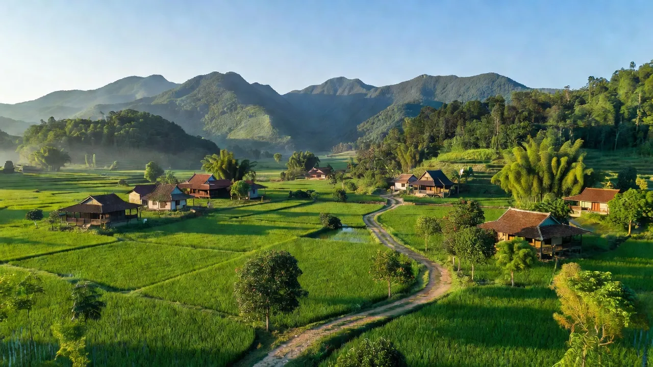 Cảnh đẹp xã Gia Lộc, huyện Chi Lăng, tỉnh Lạng Sơn với núi non và ruộng đồng.