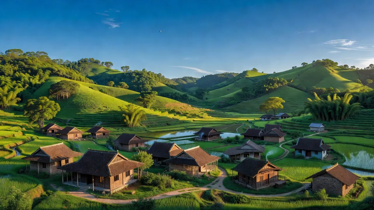 Khung cảnh huyện Văn Quan, Lạng Sơn với đồi núi xanh và nhà truyền thống, thể hiện vẻ đẹp thiên nhiên.