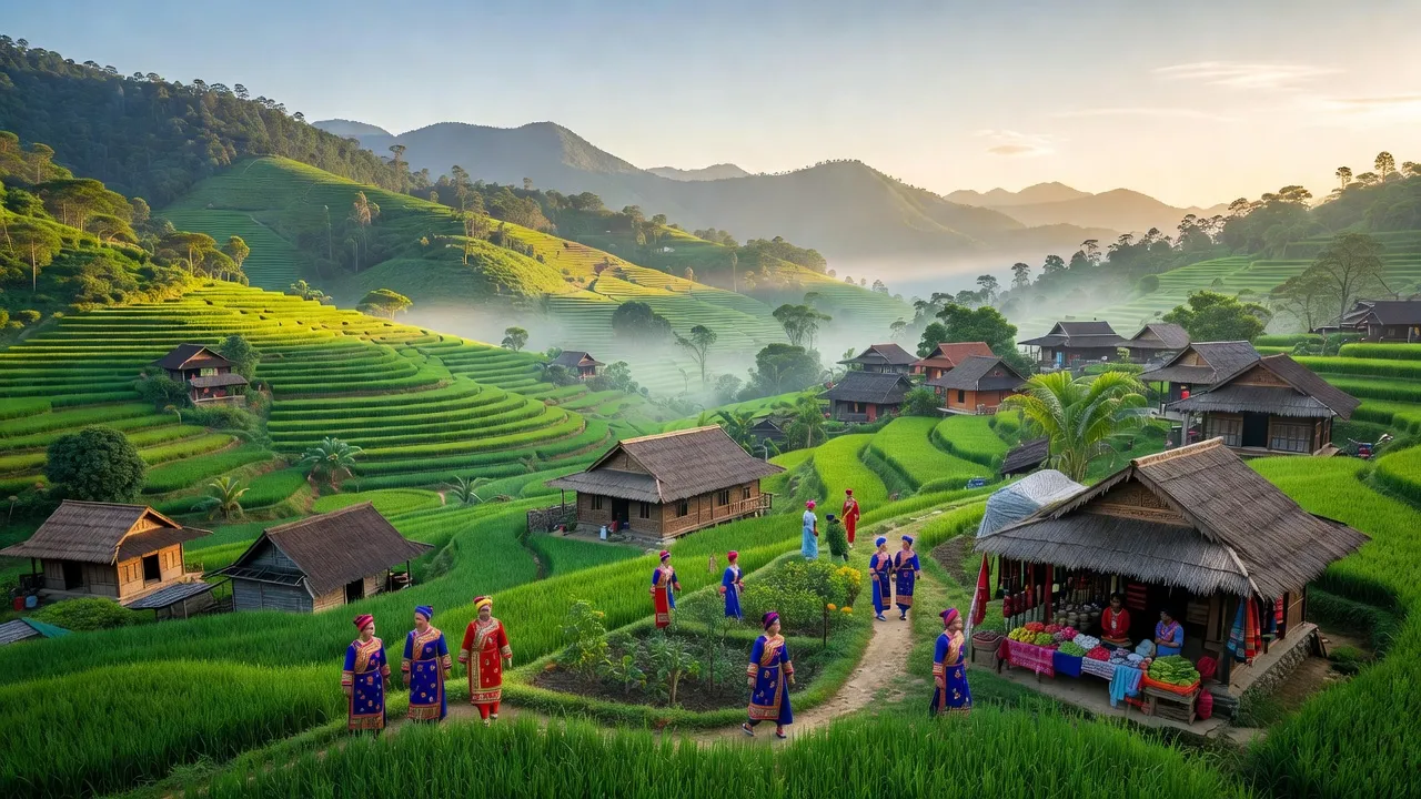 Khung cảnh huyện Bắc Hà tỉnh Lào Cai với núi xanh và văn hóa địa phương phong phú.