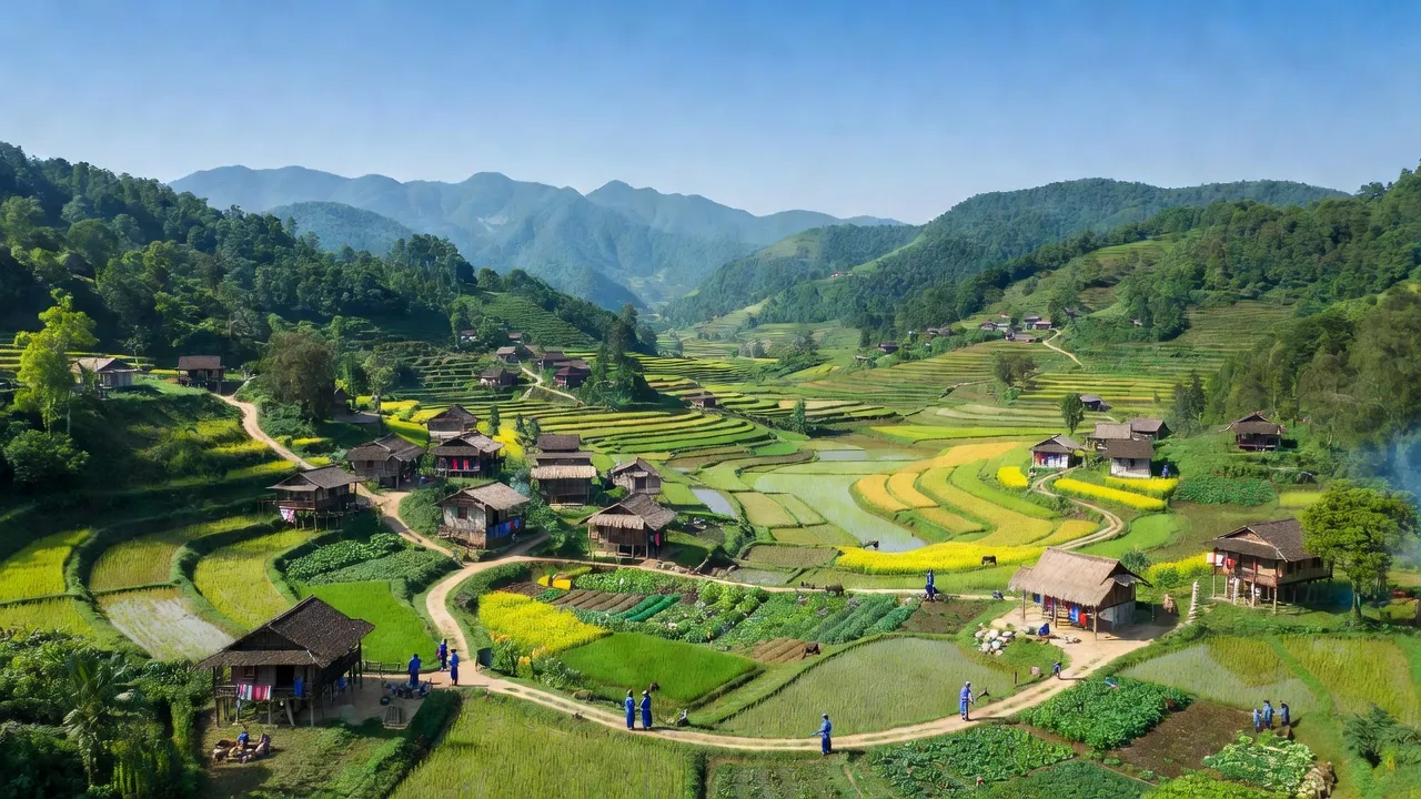 Xuân Giao, Bảo Thắng, Lào Cai: picturesque low mountains and valleys, ethnic rural life in Northern Vietnam.