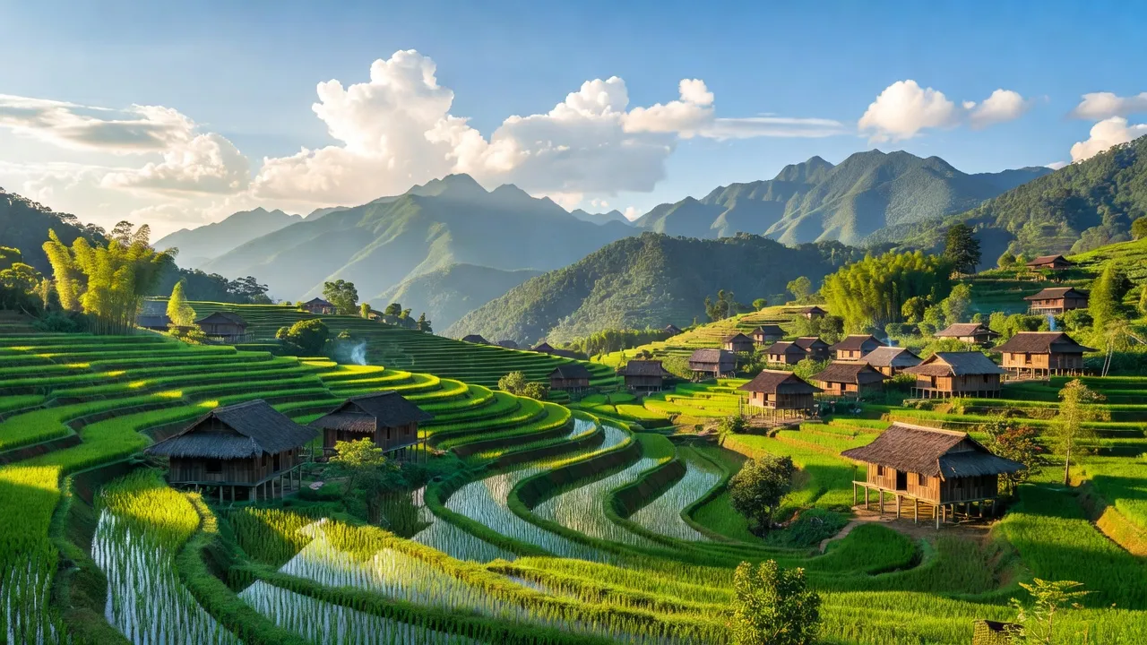 Cảnh đẹp xã A Mú Sung, huyện Bát Xát, Lào Cai với ruộng bậc thang và núi non hùng vĩ.