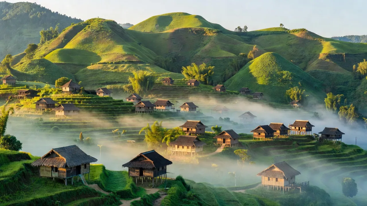 Khung cảnh đẹp của xã Tả Ngải Chồ, huyện Mường Khương, tỉnh Lào Cai với những đồi núi xanh tươi.