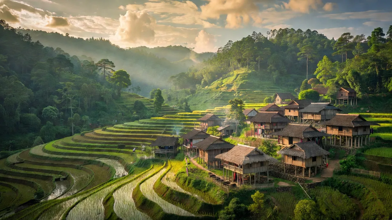 Xã Trung Chải, Thị xã Sa Pa, tỉnh Lào Cai với đồi xanh và ruộng bậc thang nông thôn.
