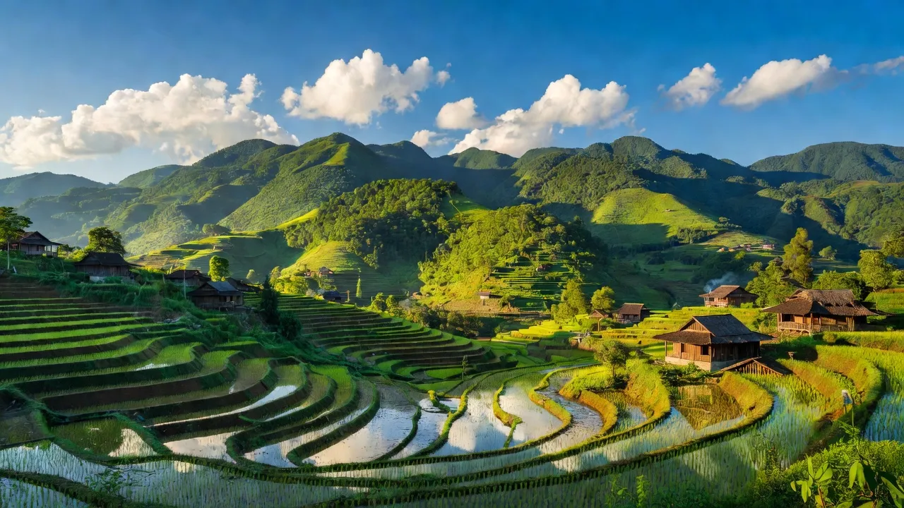 Cảnh thiên nhiên Xã Nàn Sán, Huyện Si Ma Cai, tỉnh Lào Cai, với núi đồi và ruộng bậc thang.