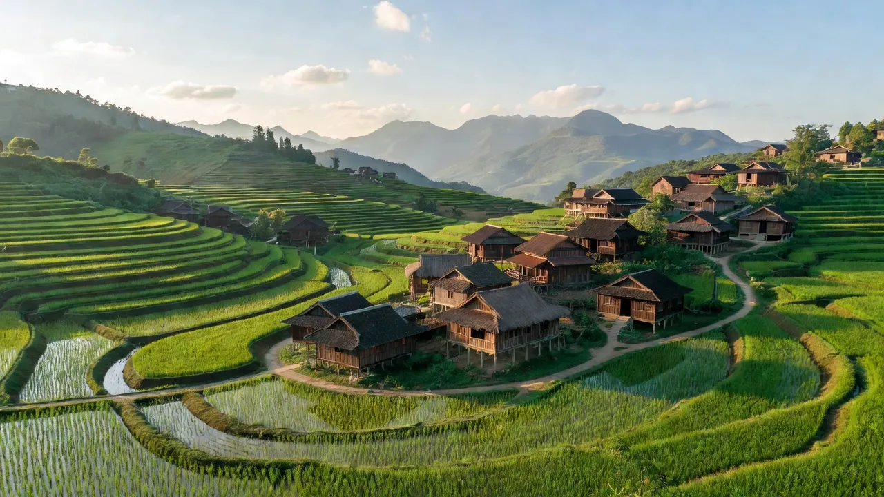 Khánh Yên Hạ village, Văn Bàn district, Lào Cai, featuring rural landscapes and traditional wooden houses.