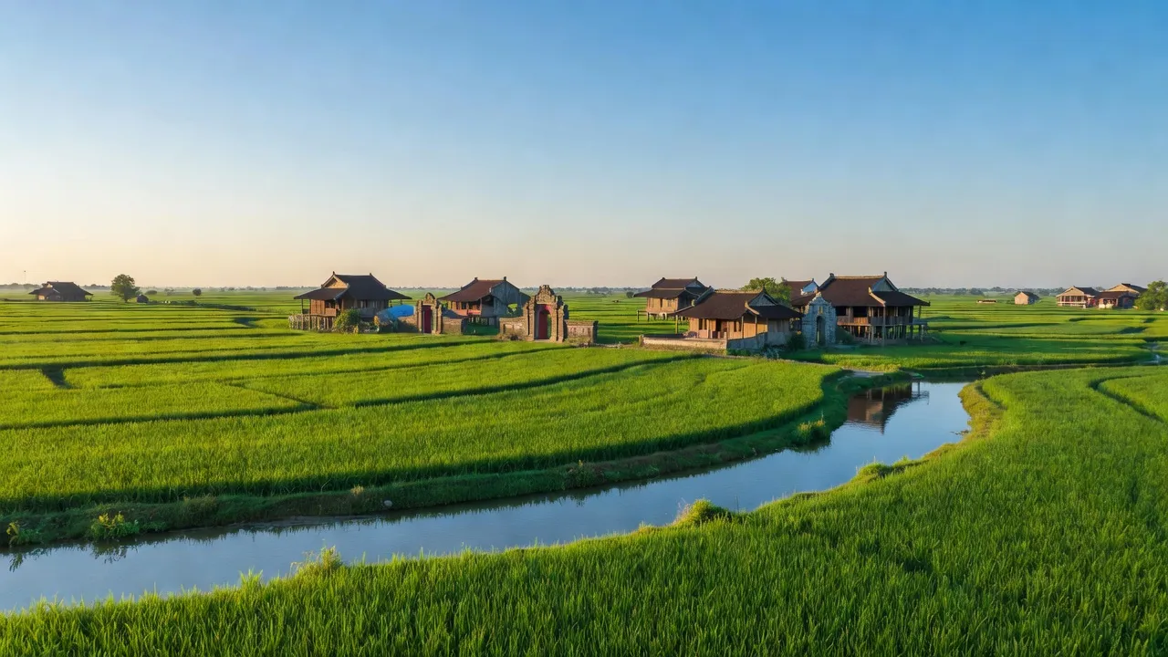 Huyện Xuân Trường, Tỉnh Nam Định, sông, cánh đồng xanh, kiến trúc truyền thống Việt Nam.