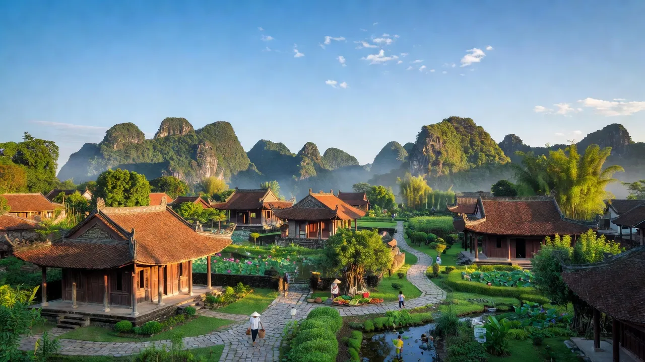 Thành phố Hoa Lư, Ninh Bình với kiến trúc di sản và cảnh quan thiên nhiên tươi đẹp.