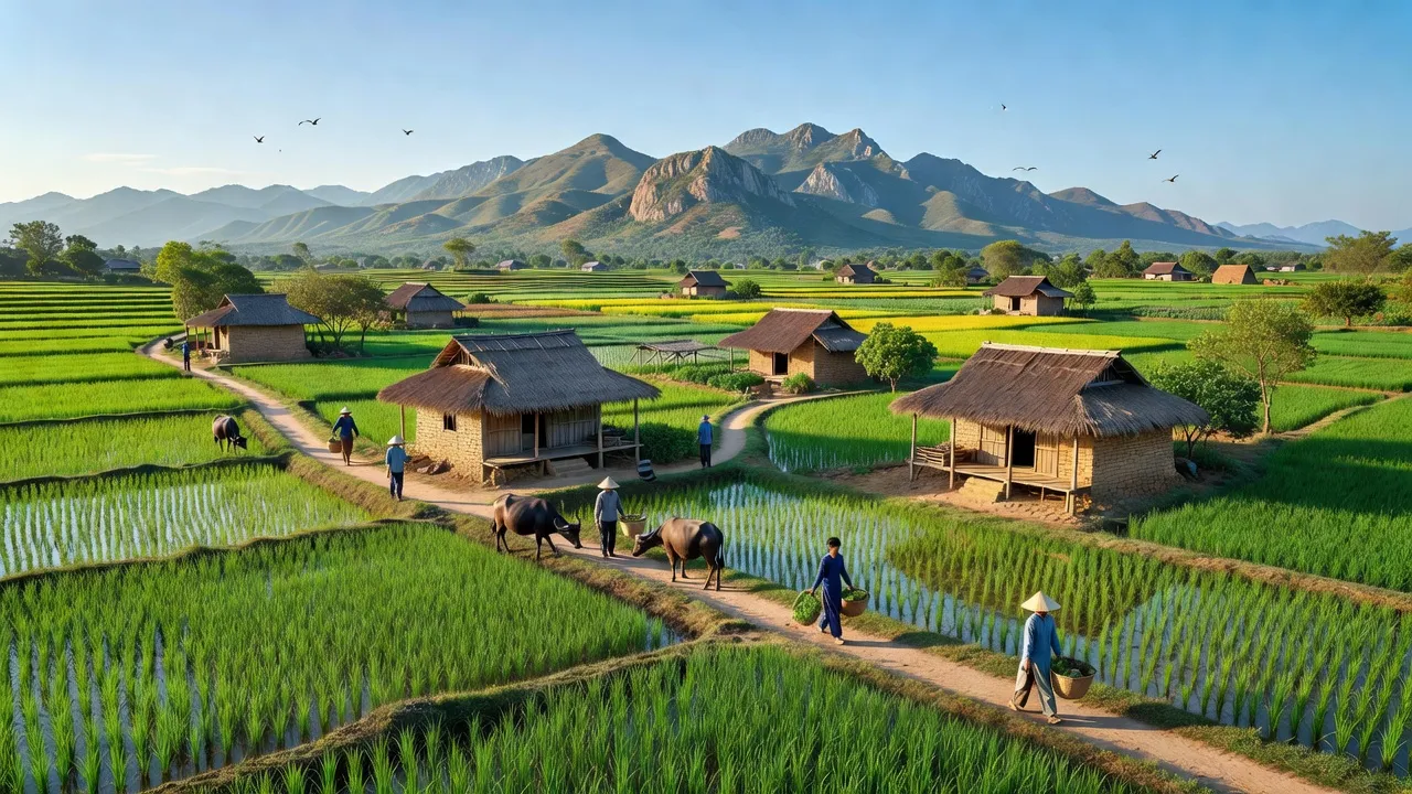 Cảnh đẹp huyện Thuận Bắc, tỉnh Ninh Thuận với cảnh quan xanh tươi và núi non hùng vĩ.