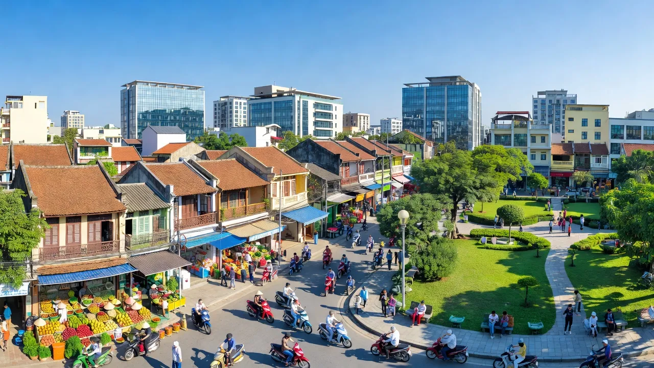 Khung cảnh Phường Nông Trang, Thành phố Việt Trì, với kiến trúc hiện đại và không gian xanh.