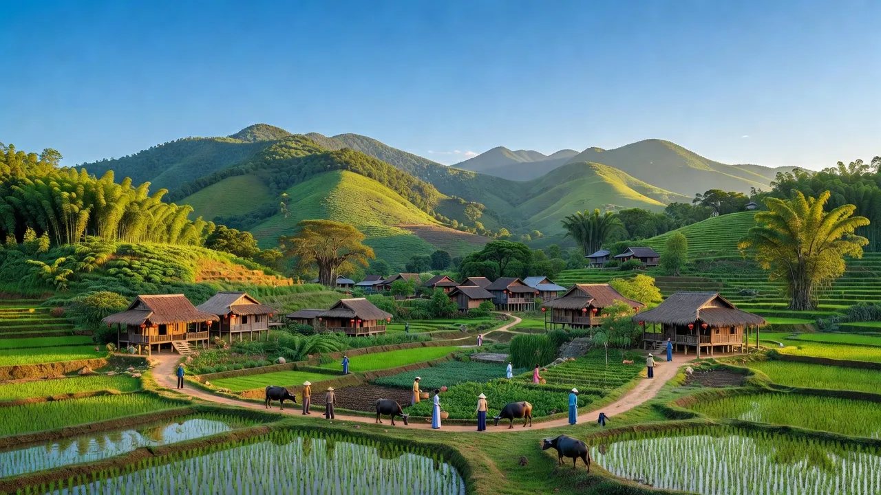 Cảnh đẹp huyện Yên Lập, tỉnh Phú Thọ với núi non xanh tươi và làng truyền thống.