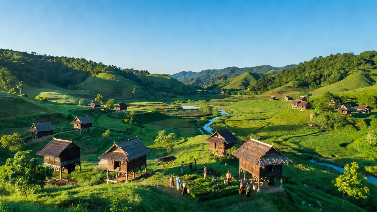 Cảnh đẹp huyện Sông Hinh, Phú Yên với đồi núi xanh và thung lũng đa dạng dân tộc.