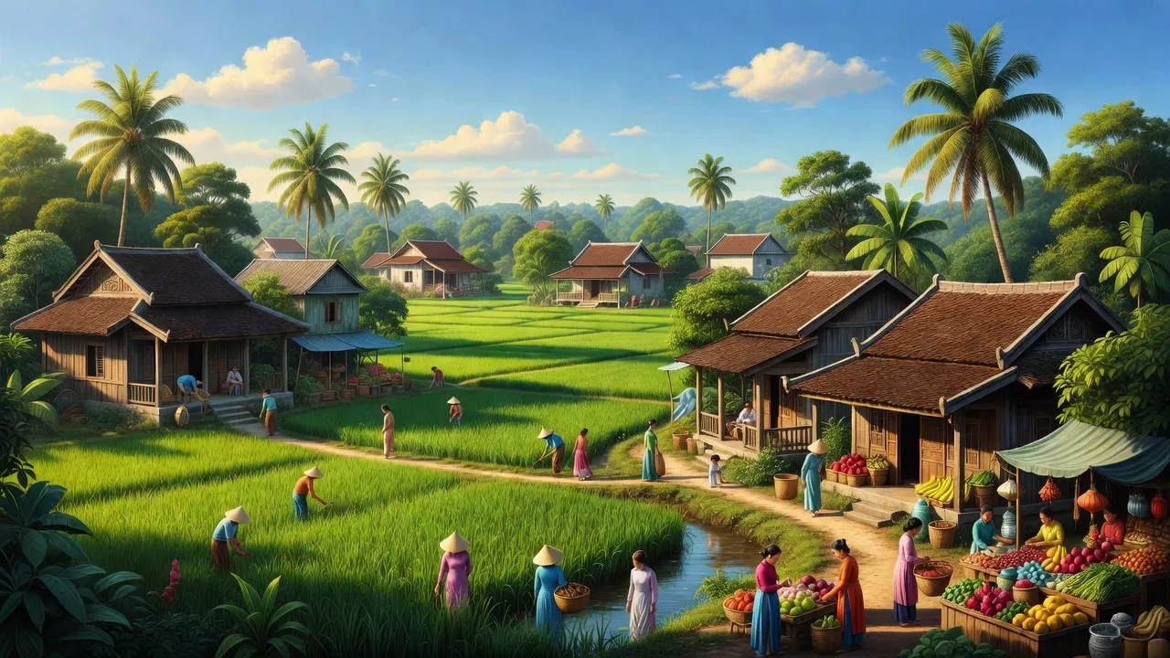 Khung cảnh Thị xã Điện Bàn, Quảng Nam, thể hiện sinh hoạt và văn hóa địa phương.
