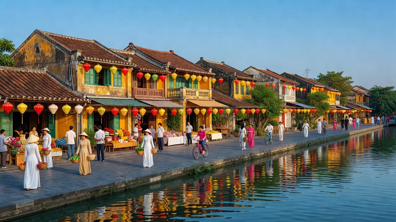 Thành phố Hội An, Quảng Nam: Đèn lồng, nhà cổ và sông Thu Bồn, không khí náo nhiệt.