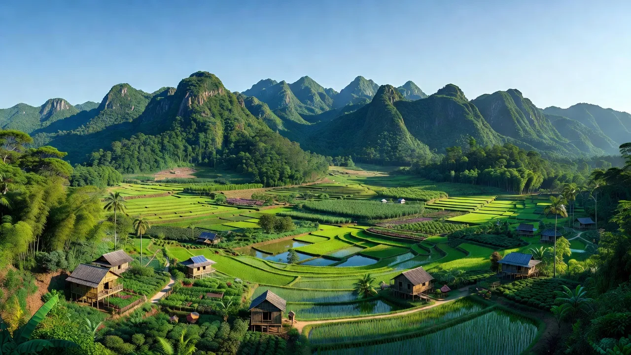 Cảnh đẹp huyện Nam Trà My, Quảng Nam với núi non hùng vĩ và không gian thiên nhiên tươi mát.
