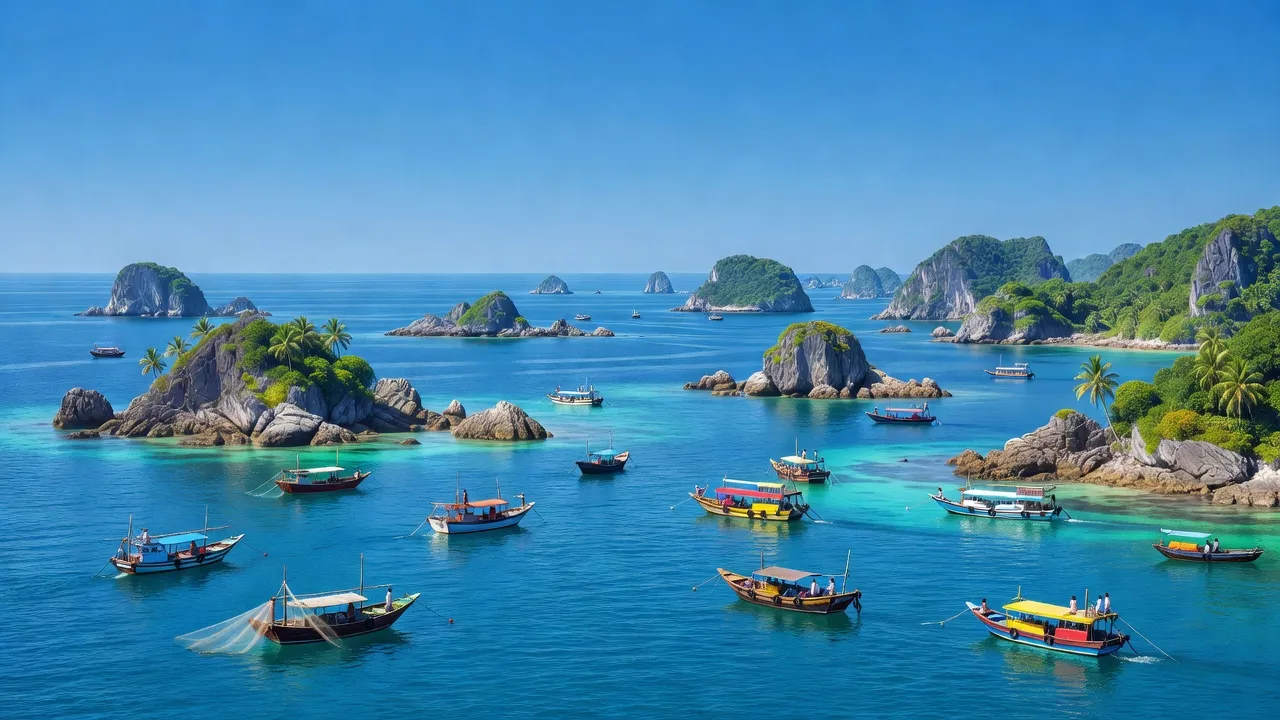 Huyện Cô Tô, Quảng Ninh, với biển xanh, đảo nhỏ và hoạt động du lịch hấp dẫn.